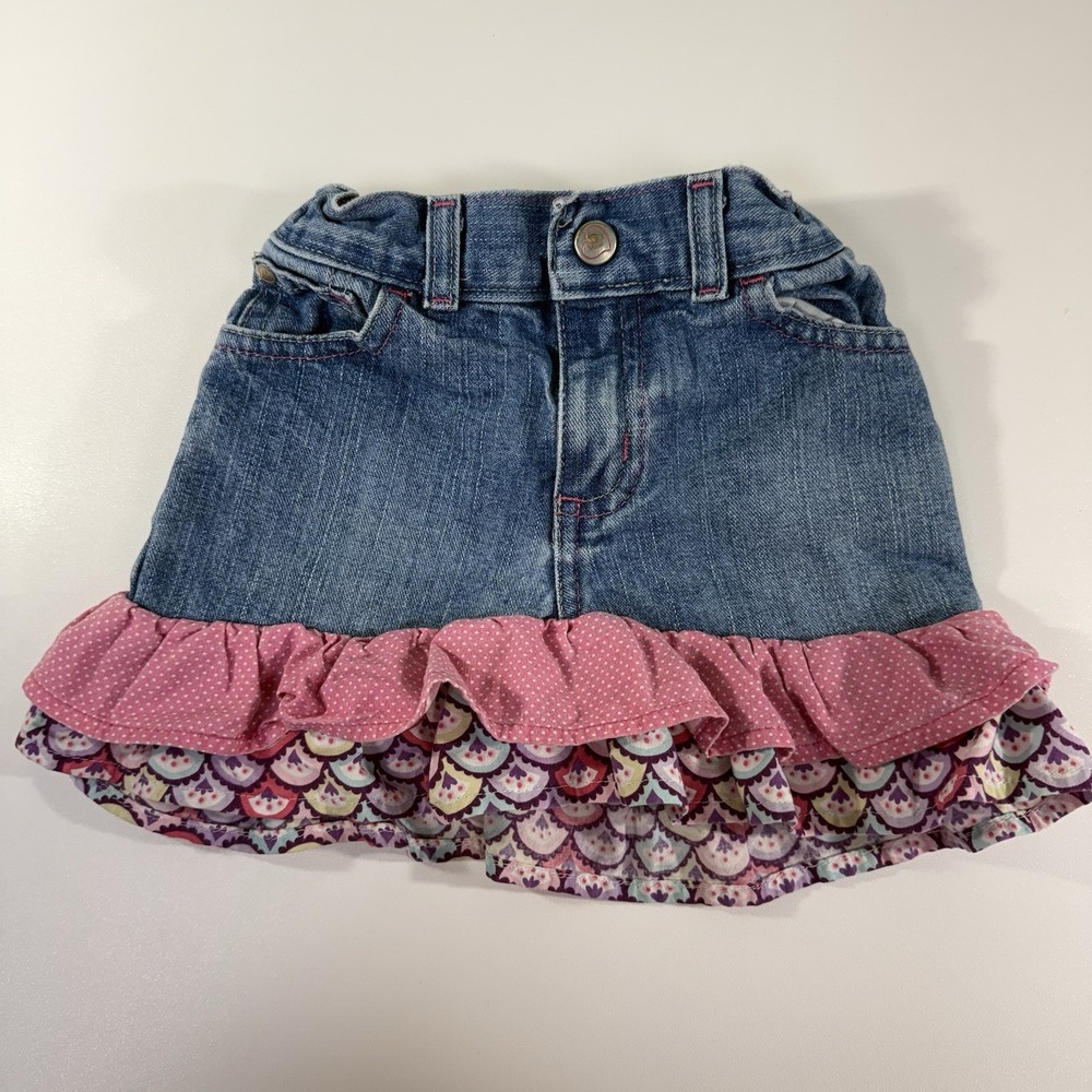 Vtg Toddler Girls Denim Ruffle‎ Skirt Size 3T Little Miss Attitude Y2K 2000s